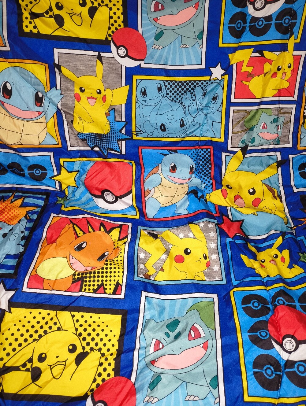 Pokémon Kids Comforter Panel Bedding - Blue, Yellow & Red